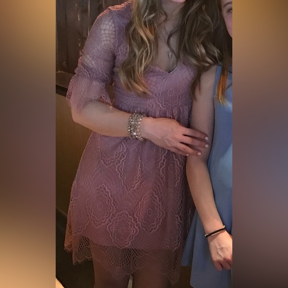 Mauve pink short sleeve lace midi ! - Picture 3 of 3